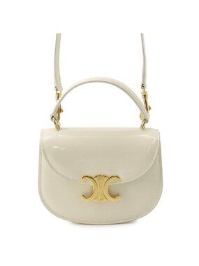 Celine Mini Besace Clair Patent 2-Way Shoulder Bag White